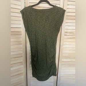 Zara Olive Green Double Layer Ruched Dress